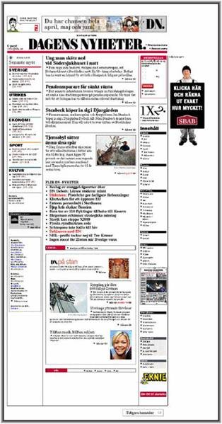 Dagens nyheter är ett exempel på en sajt som bygger på online-tidningsgenren, och på genren tryckta morgontidningar.