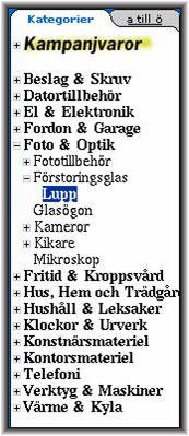 En expanderande meny består av en lista med rubriker. Framför varje rubrik finns ett plusstecken om det finns underkategorier. Om man klickar plusstecknet expanders rubriken, och underkategorier visas. Den nuvarande positionen kan till exempel indikeras med en färg, i reverse video