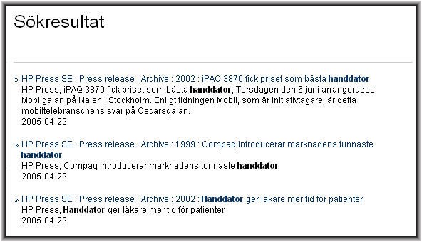 pressreleaser istället för produktinformation